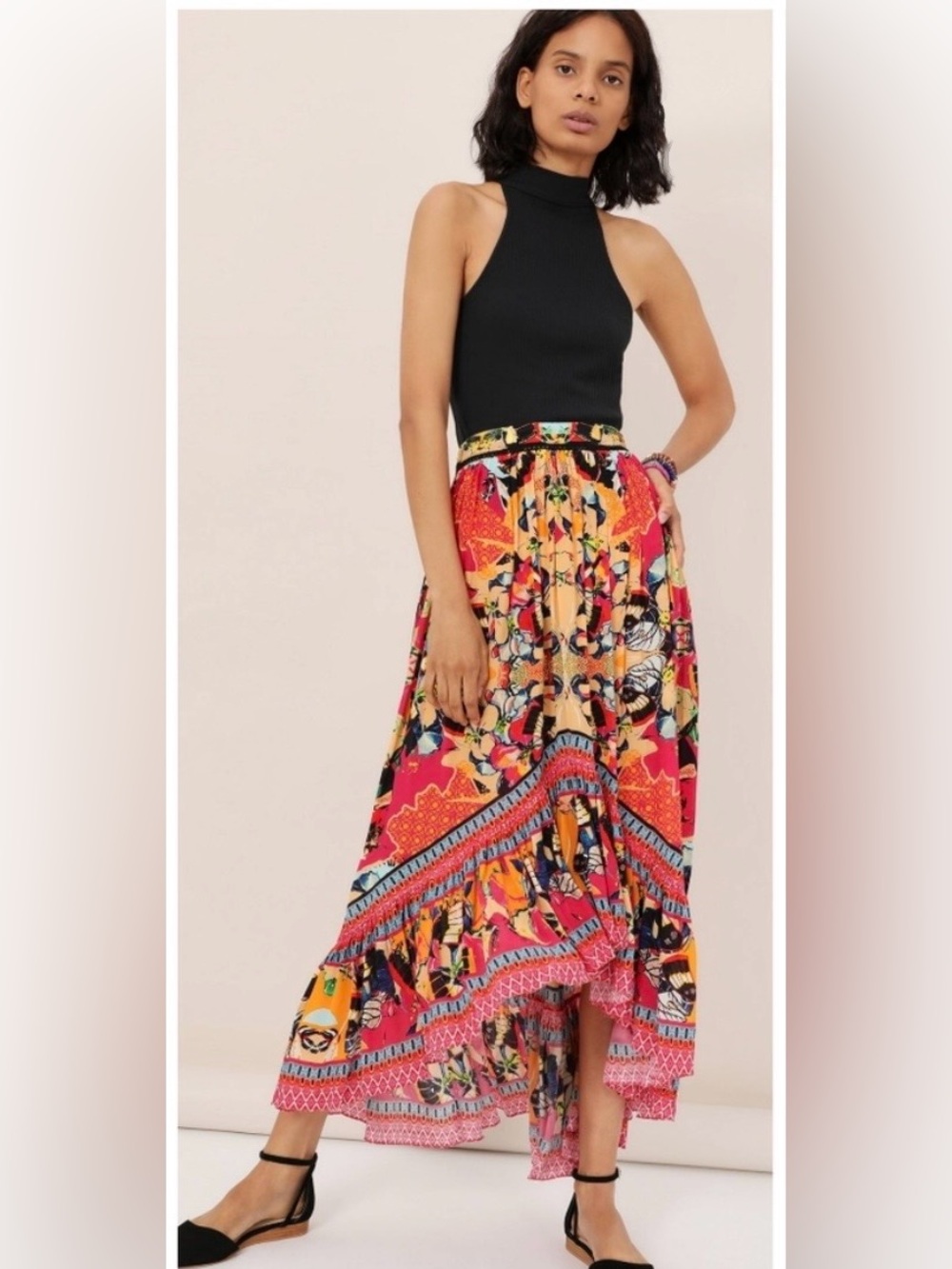 Bhanuni by Jyoti Handcrafted Asymmetrical High Low Skirt Size 14 NWT Bright Boho